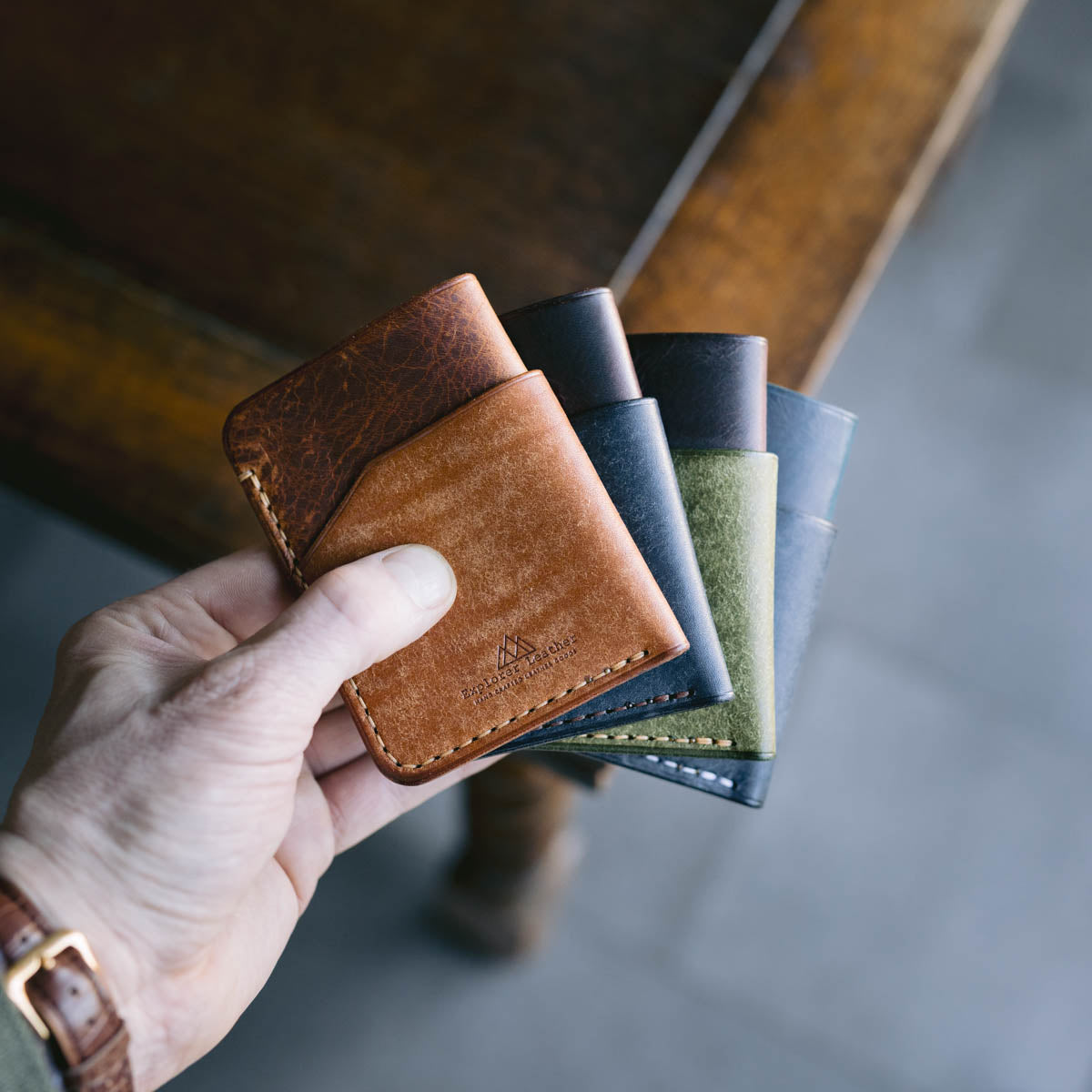 Minimalist Cardholder - Navy Blue and Blue with White stitching