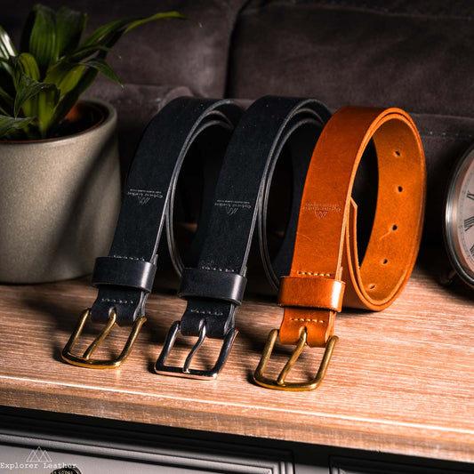 Custom Order for John T - Black Belt, Walpier Rocky Leather, Silver Buckle - PAID