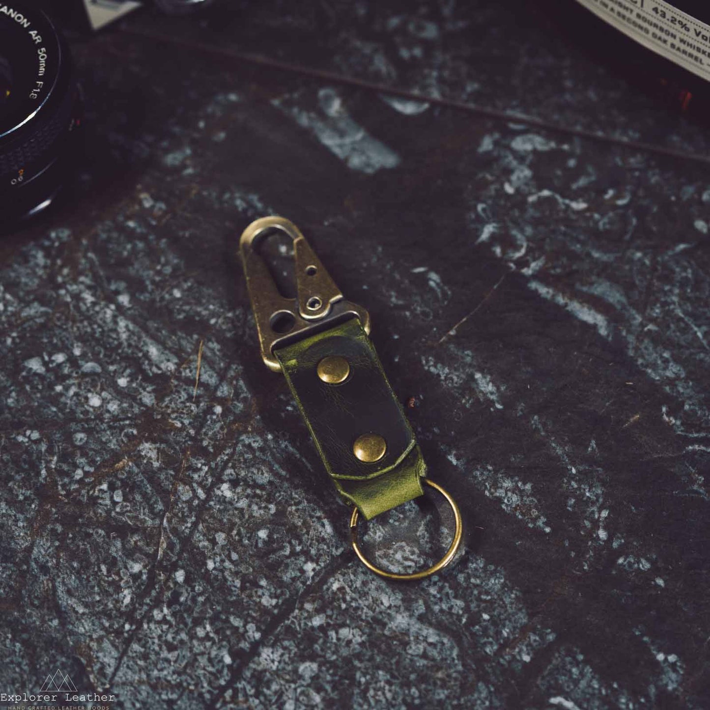 Copy of Leather Key ring - Olive Green