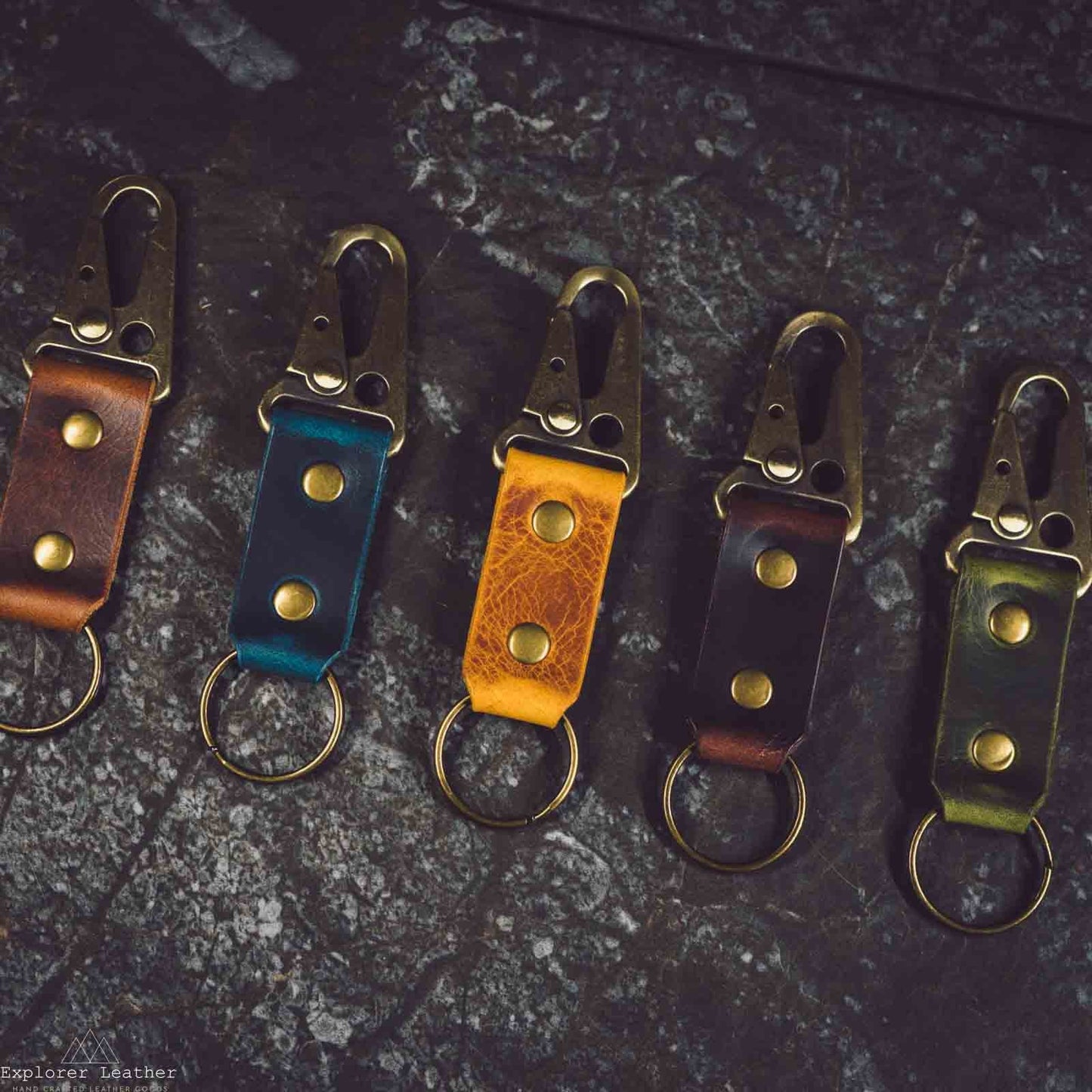 Copy of Leather Key ring - Olive Green