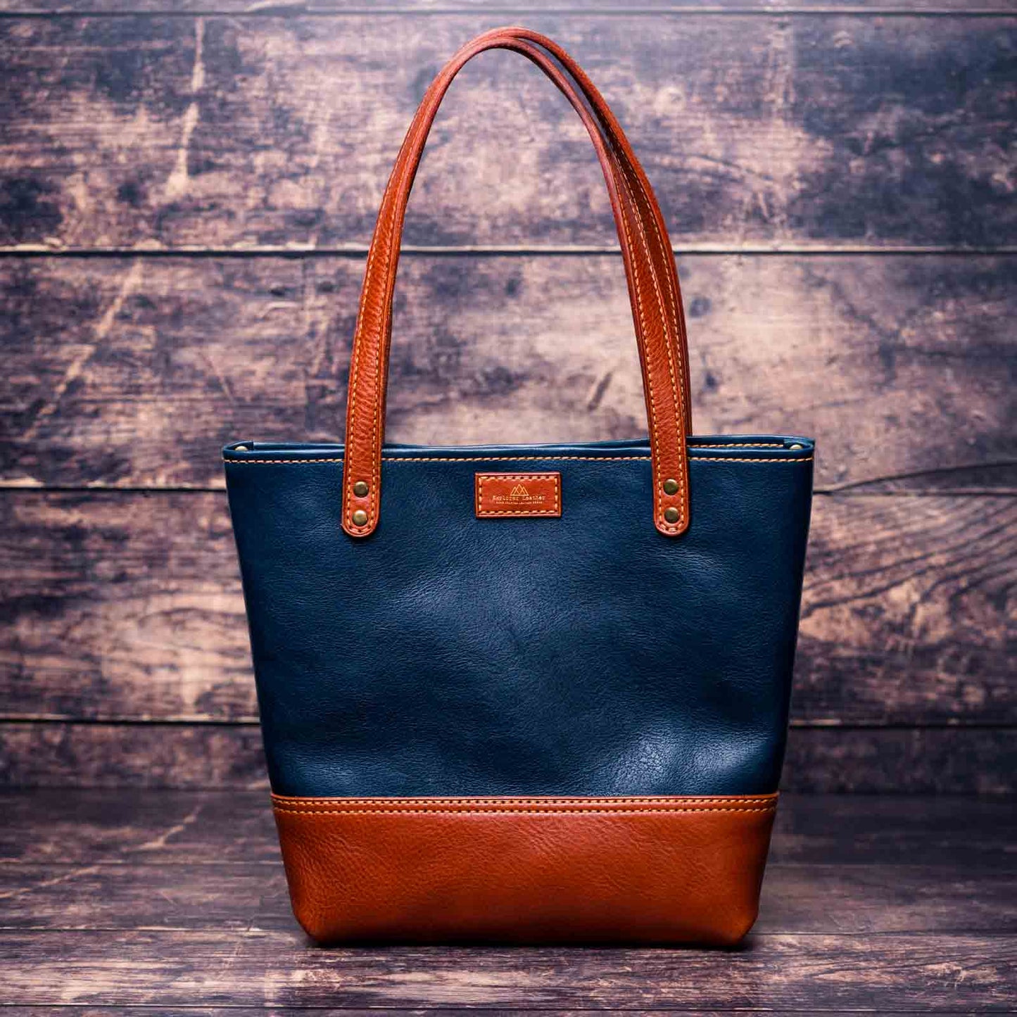 Tote bag navy and tan