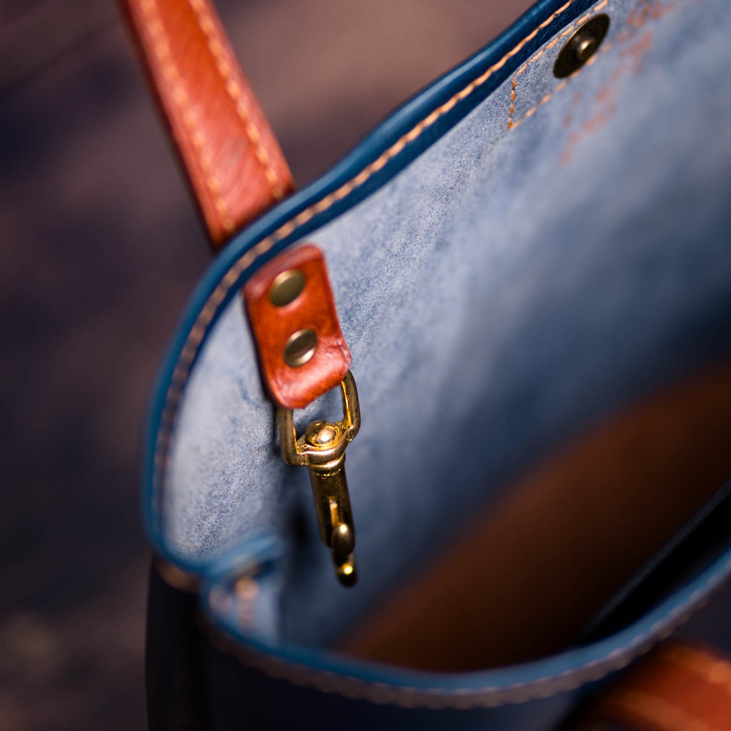 Inside hook of leather Tote bag