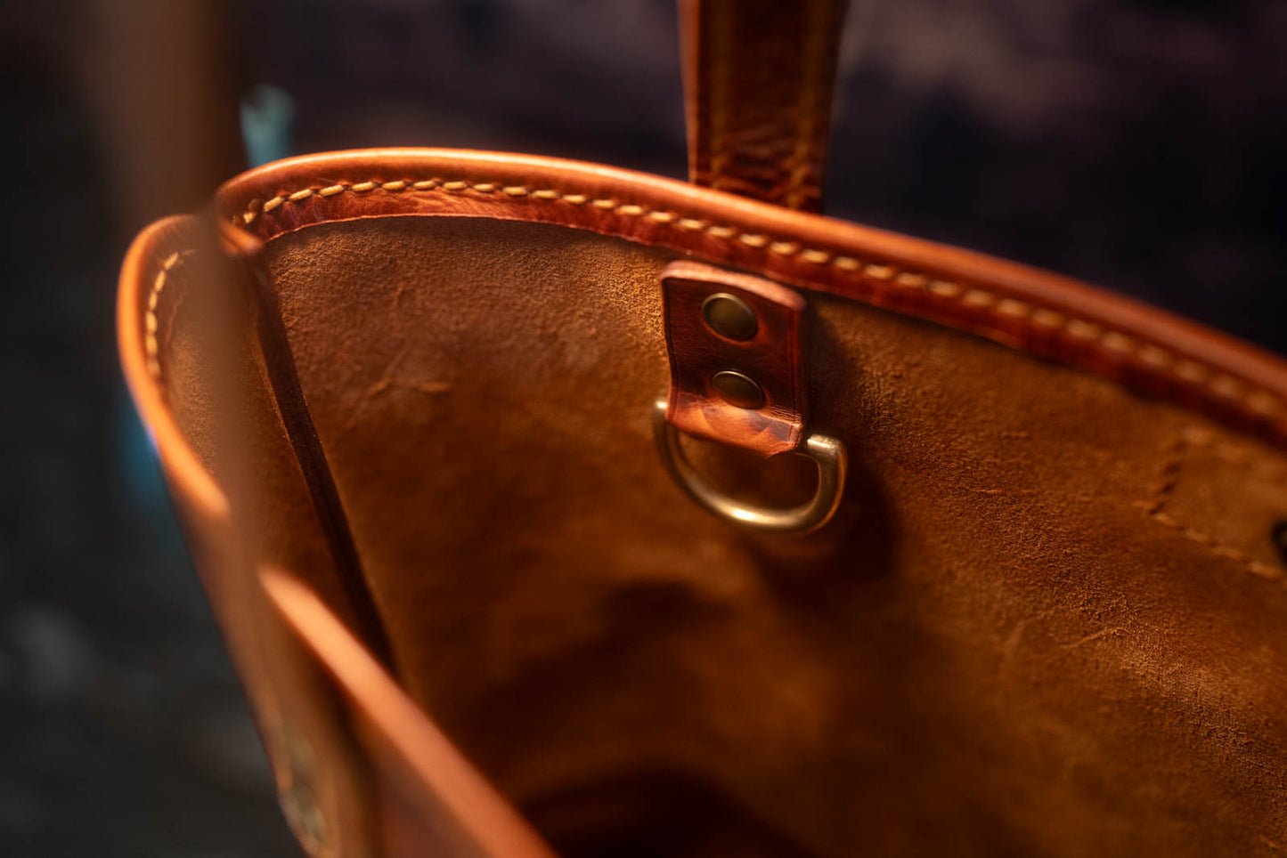 Inside hook cognac Tote bag