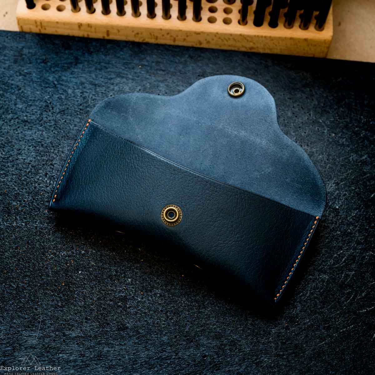 Glasses/Sunglasses Case - Full Grain Leather - Navy Blue