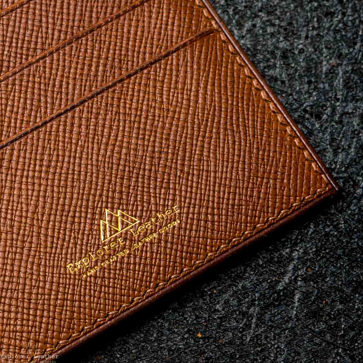 Classic Bi-Fold Wallet V2- Italian Full Grain Leather - Green and Brown Hatch