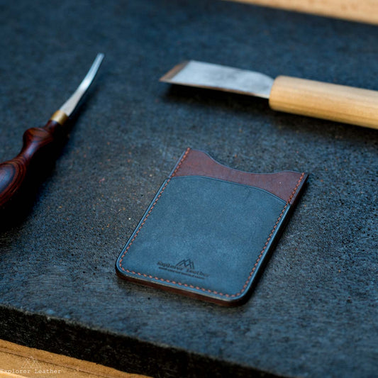 Three Pocket Vertical Card Holder - in Italian Leather