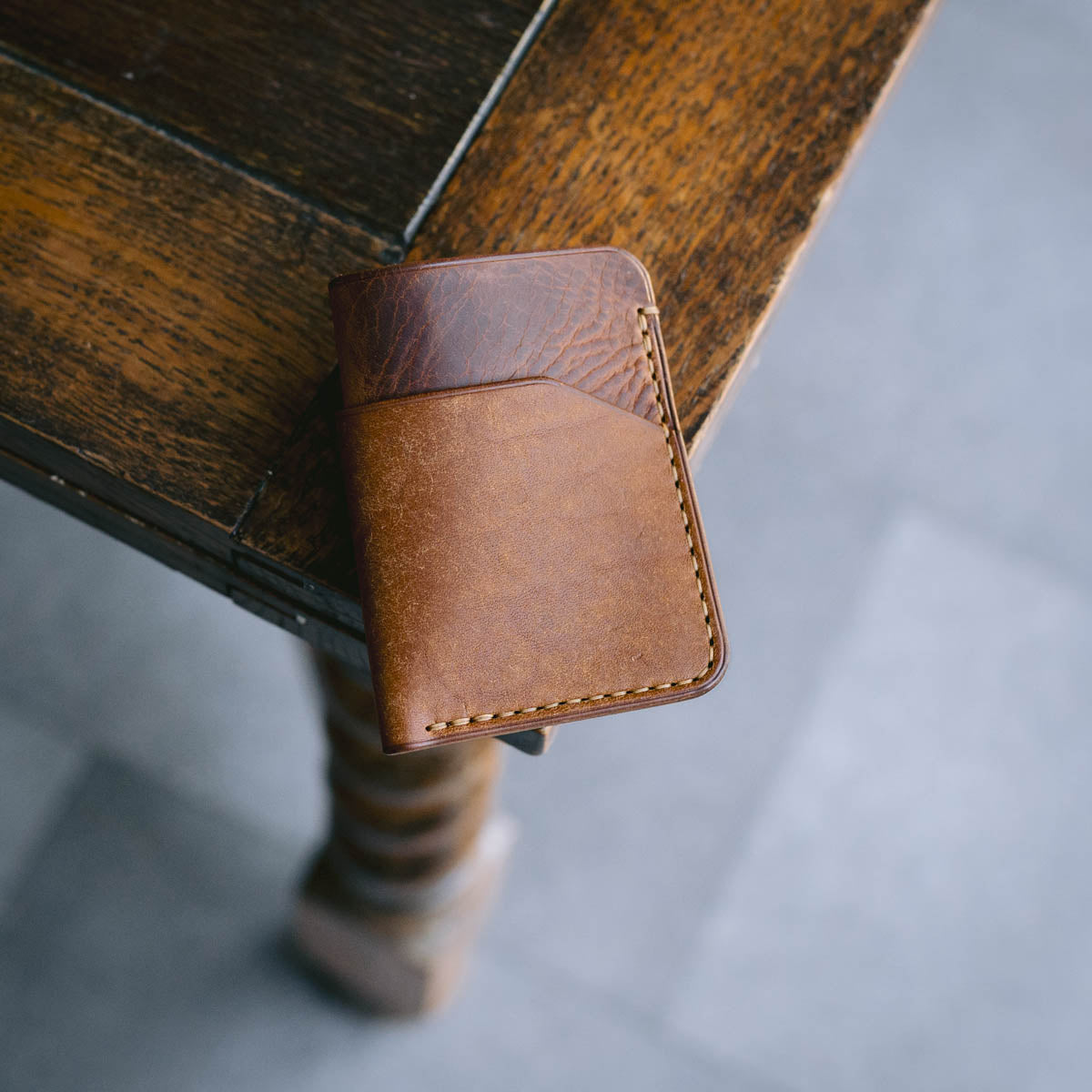 Minimalist Cardholder - Cognac and Tan with Tan stitching