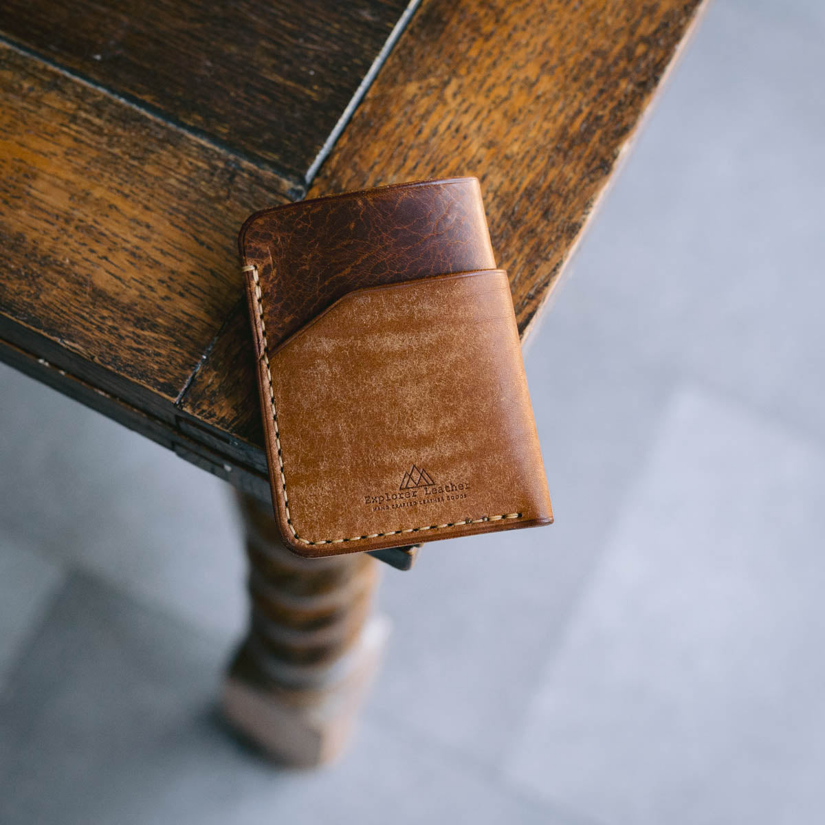 Minimalist Cardholder - Cognac and Tan with Tan stitching