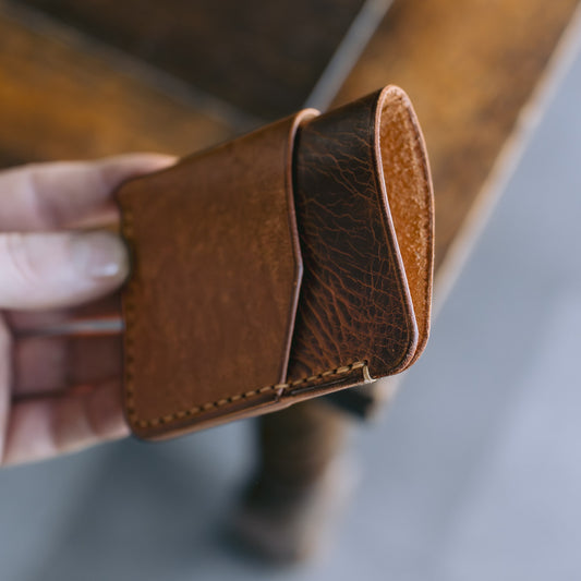 Minimalist Cardholder - Cognac and Tan with Tan stitching
