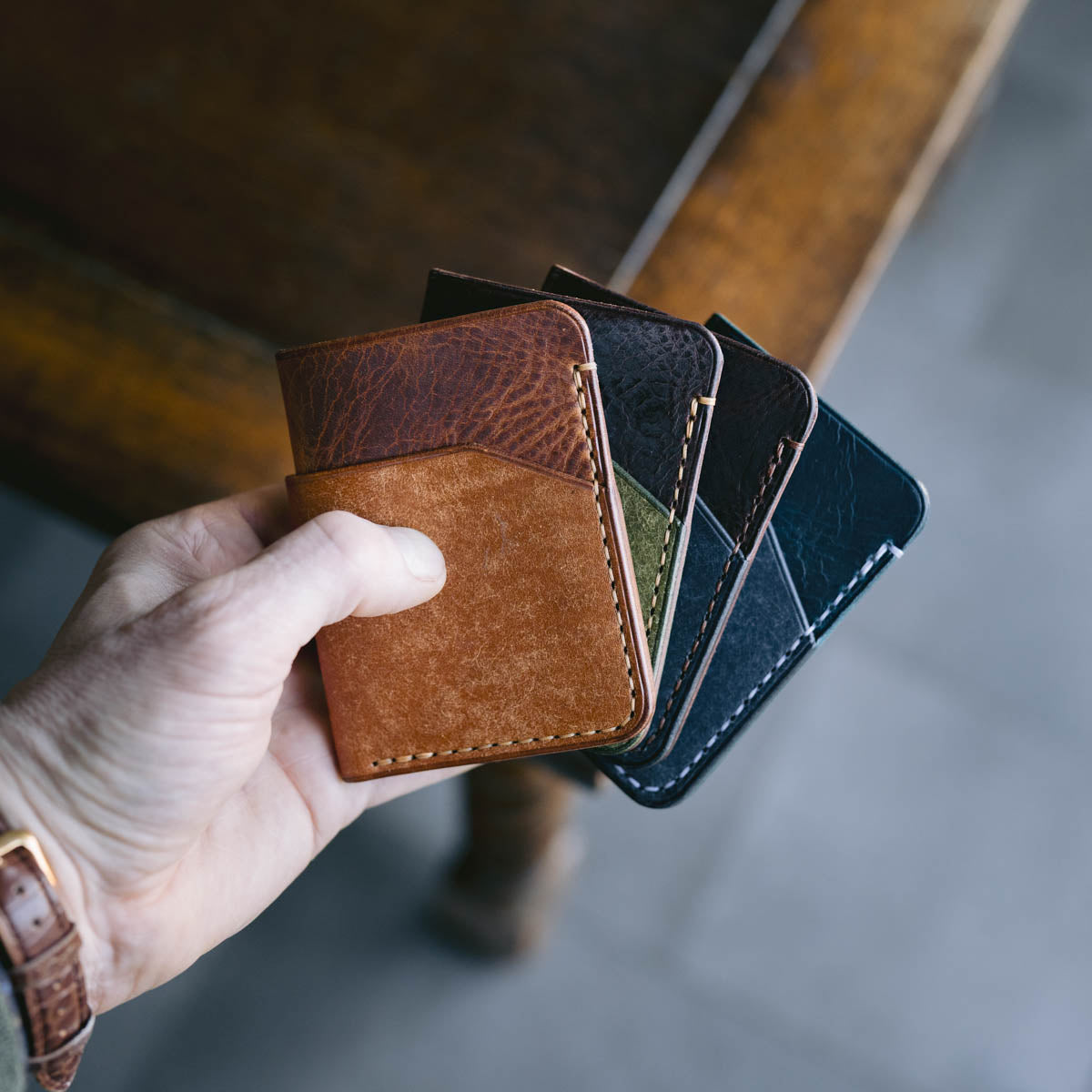 Minimalist Cardholder  - Navy Blue and Blue with White stitching